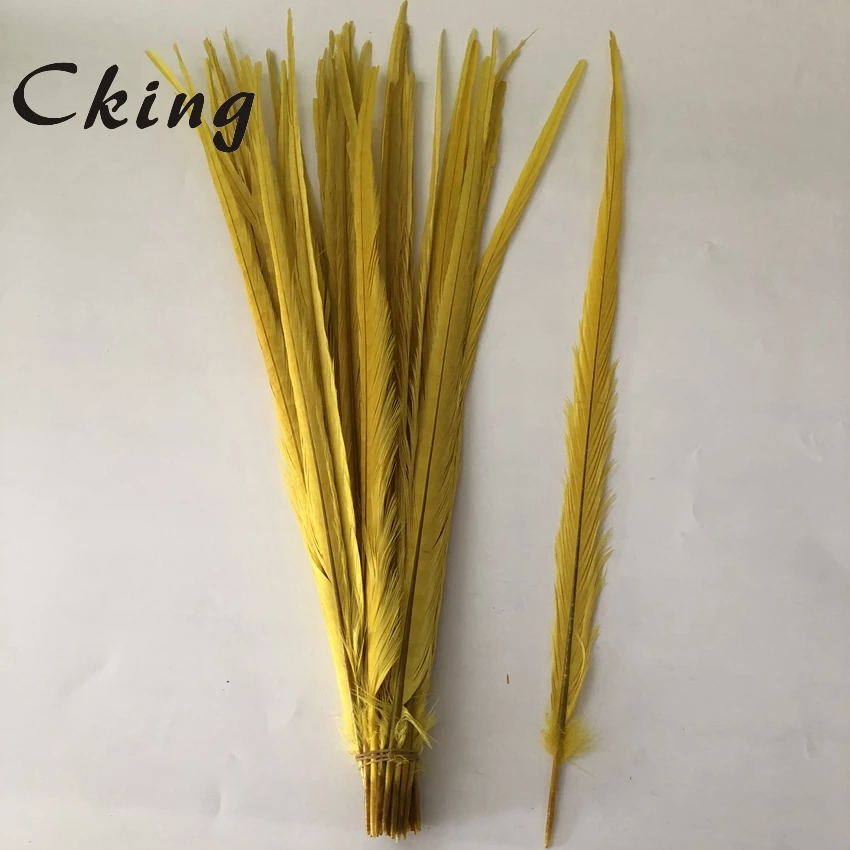 Отбеленные окрашенные желтые дамские перья фазана 60 65 см 24 26 дюймов 200 шт./лот