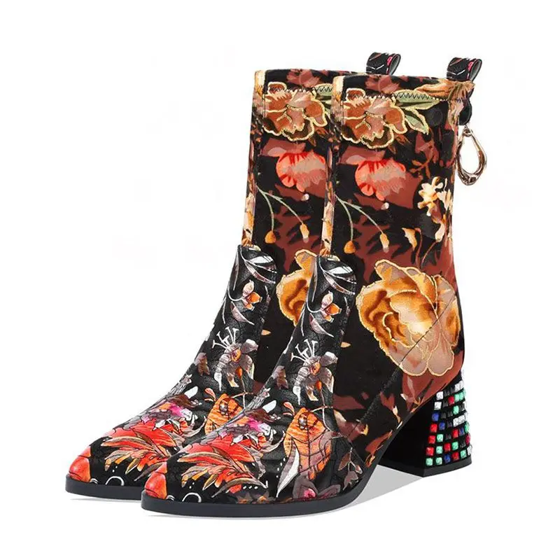 ZALAVOR/женские ботильоны из натуральной кожи модная обувь в этническом стиле