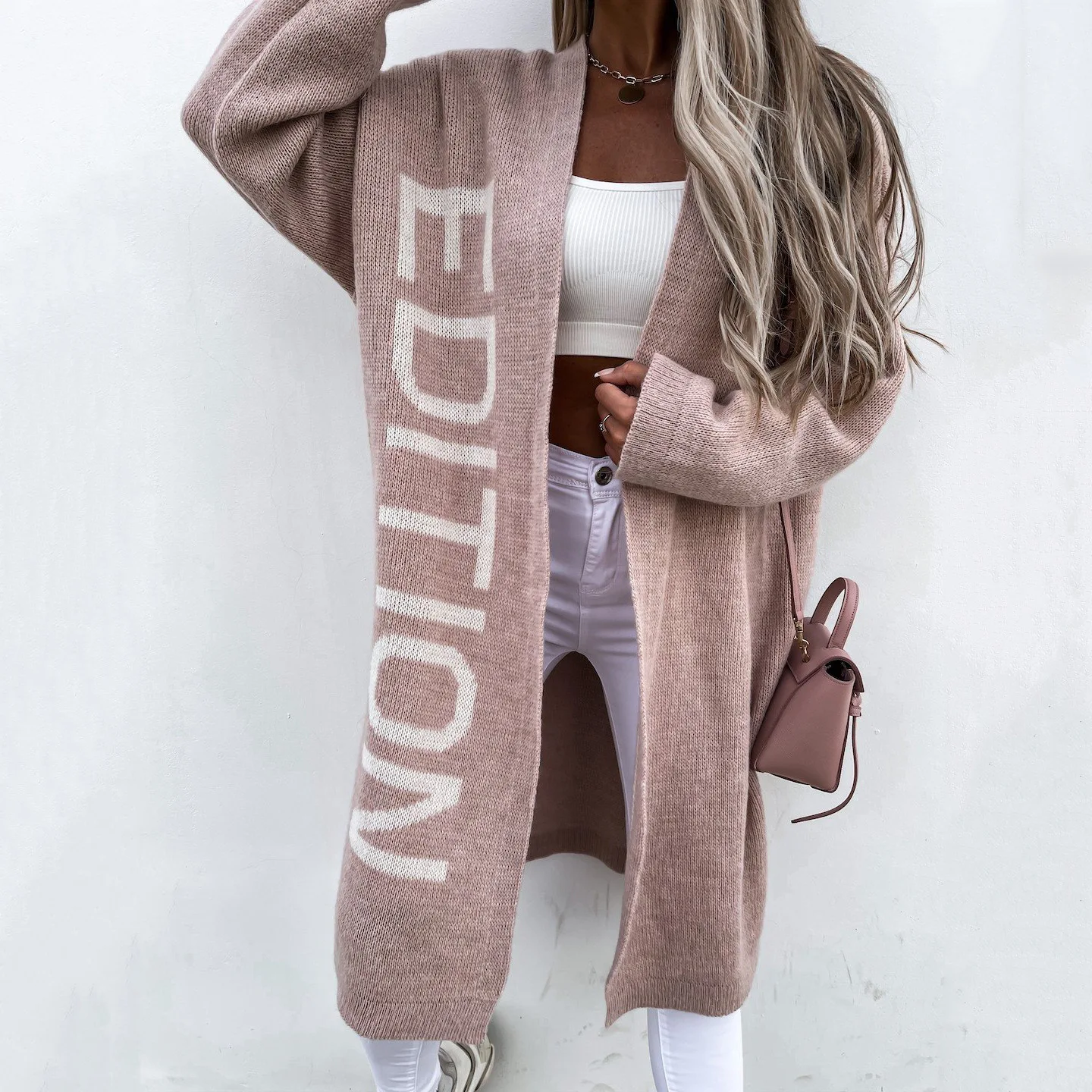 

New Women's Knitwear European and American Fashion Multicolor Printed Sweater Cardigan womens clothing
