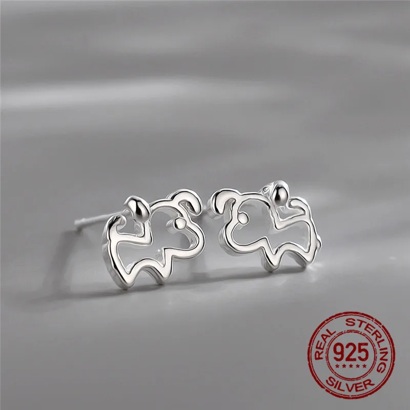 

INEFFA 100% 925 Sterling Silver Cute Animal Cartoon Dog Stud Earrings for Women And Girl Fashion Korean Style Jewelry Brincos