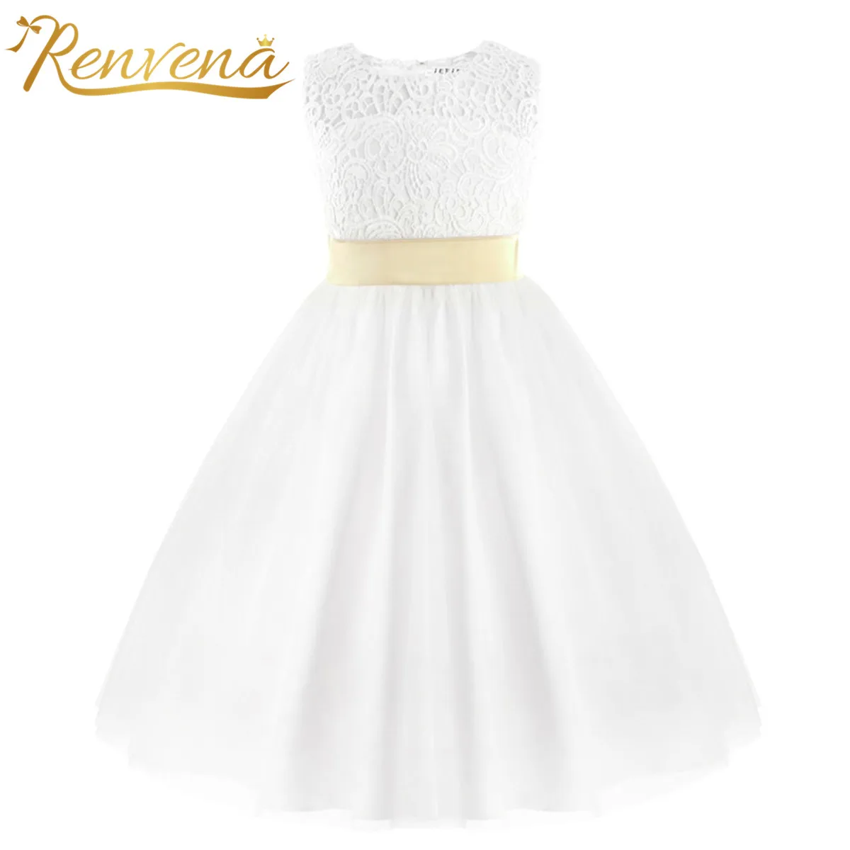 

White Lace Flower Girl Dress First Communion Dress for Girls Princess Wedding Party Dress Summer Kids Vestidos Pageant Prom Gown