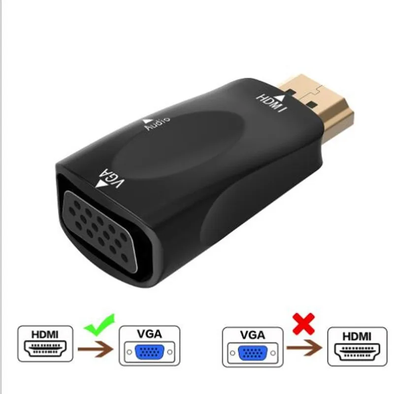 50 шт. HDMI-VGA адаптер HDMI VGA Male-Famale цифровой аналоговый аудио конвертер кабель 1080P для