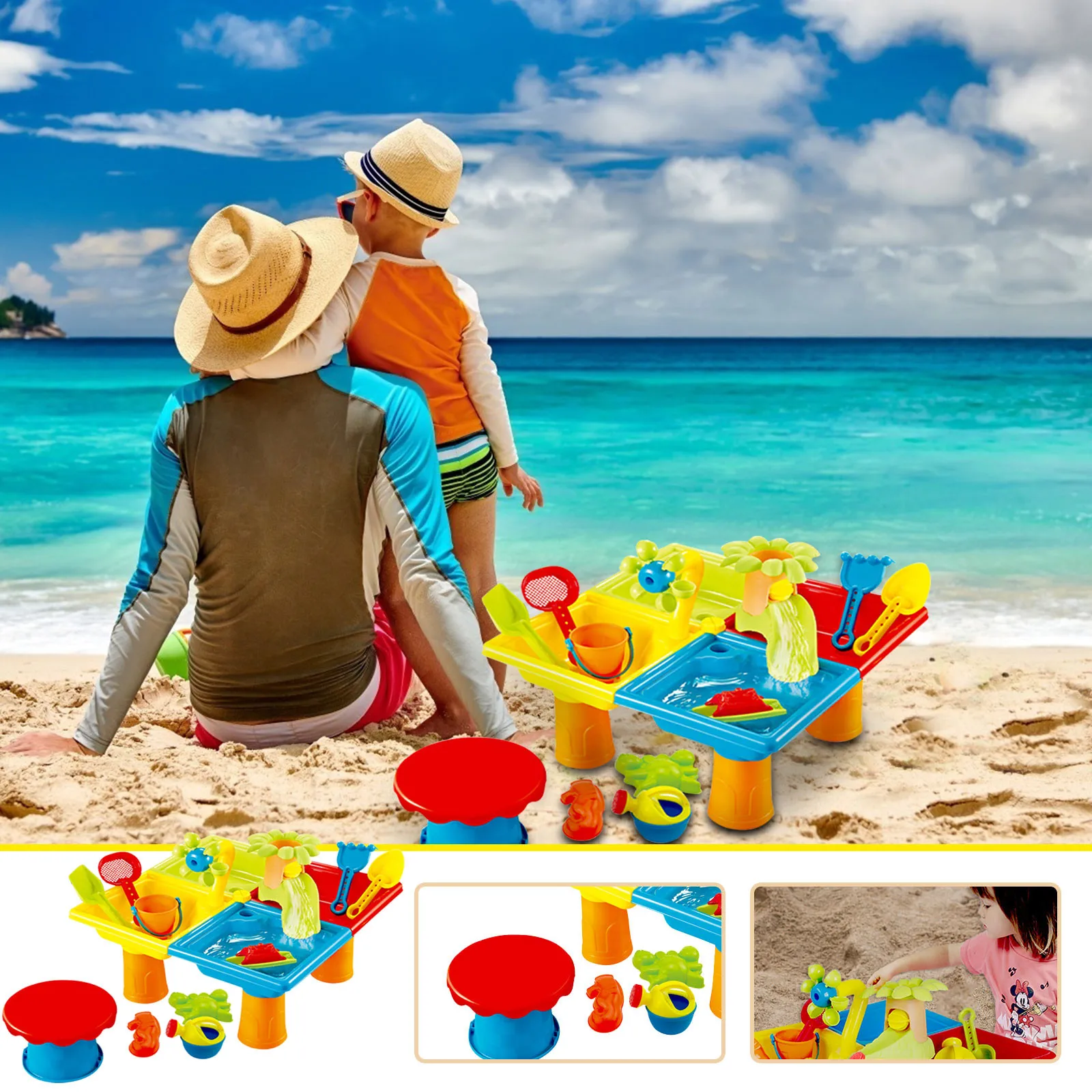 

Sand & Water Table Outdoor Garden Sandbox Set Play Table Kids Summer Beach Toy
