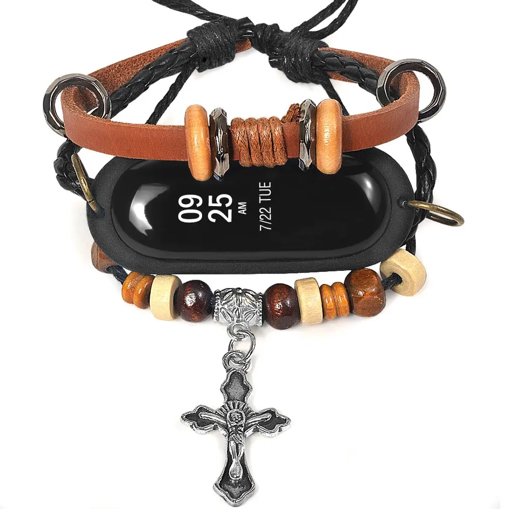 Модный дизайн из искусственной кожи с бусинами ремешок на запястье сменный