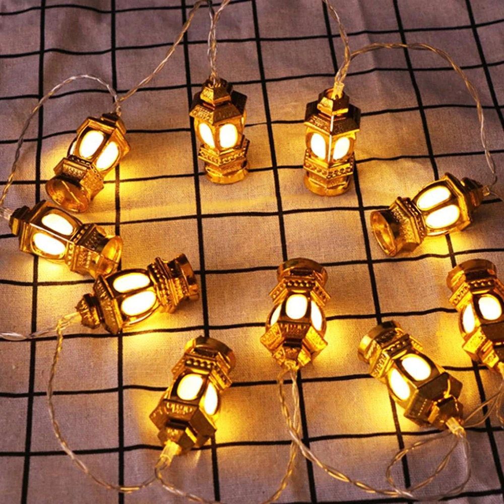 

Multicolor Ramadan Eid Mubarak Decorative Novelty Lantern String Lights 10/20Leds Stars Moon Castle Muslim Party String Lights