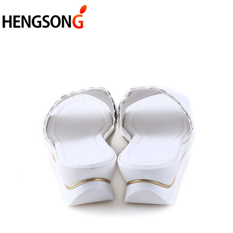 

HENGSONG Summer Girl PU Leather Sandals Slides Women Platform Slippers Sandals Shoes Wedges Platform Shoes With Crystal TR864541