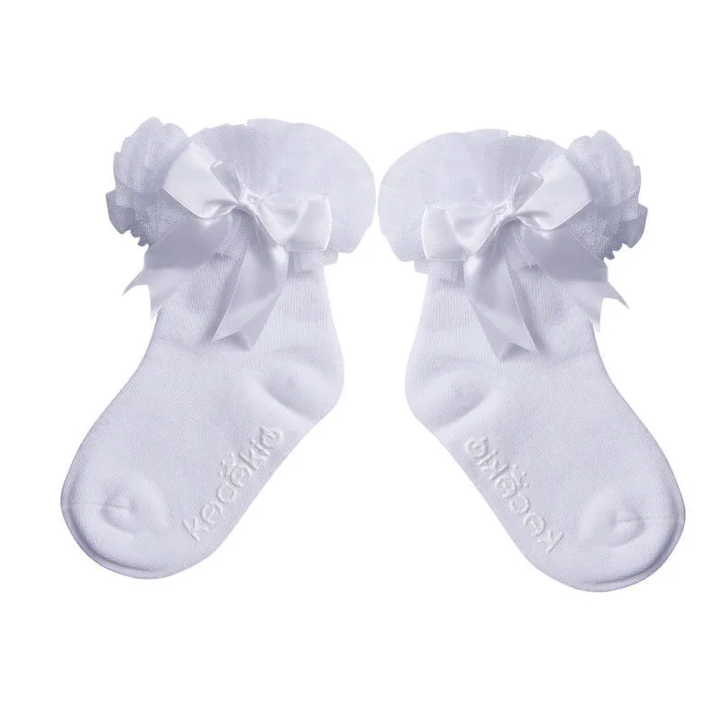 Популярные носки принцессы с бантом для маленьких девочек детские кружевные