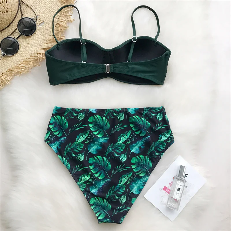 

Women's Bikini Set High Waist Bikini Swimsuit Twist Floral Print Two Piece Push Up Bathing Suit 2021 Beach Outfit Woman Clothes