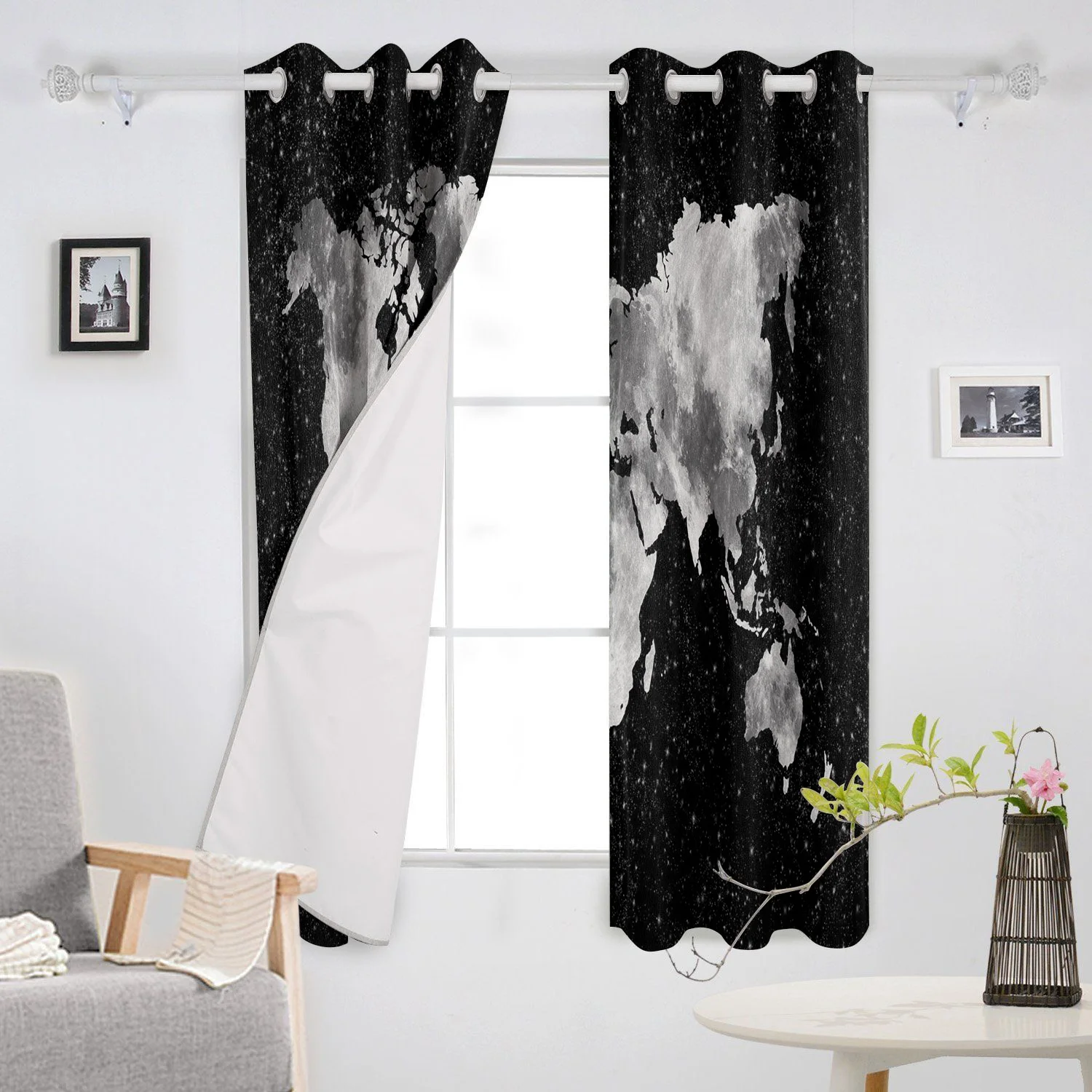 Оконные шторы с картой мира занавески для гостиной кухни Современный домашний