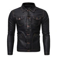hcxy brand motorcycle clothes motor male leather jacket slim fit chest pocket buttons old style coat men leather shirt