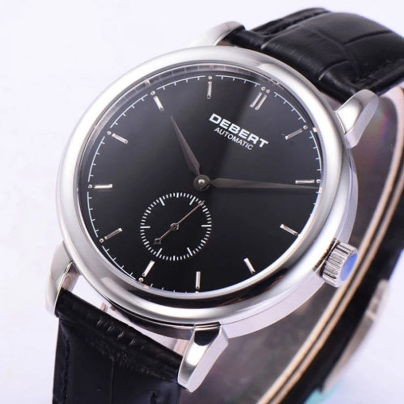 Debert40 мм белый циферблат синие руки сапфир кожаный ремешок стальной Чехол мужские