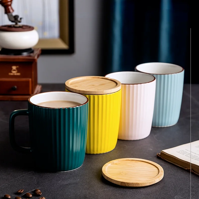 400 мл креативная однотонная керамическая чашка в скандинавском стиле с ручкой