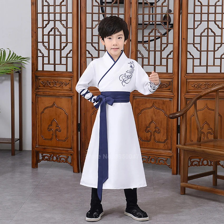 Китайская традиционная одежда Hanfu для детей маленьких мальчиков и девочек с