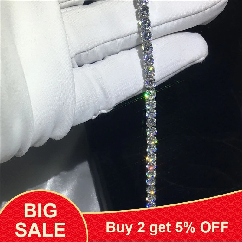 Классический Браслет для тенниса 3 мм 5 А с фианитом покрытием из белого золота