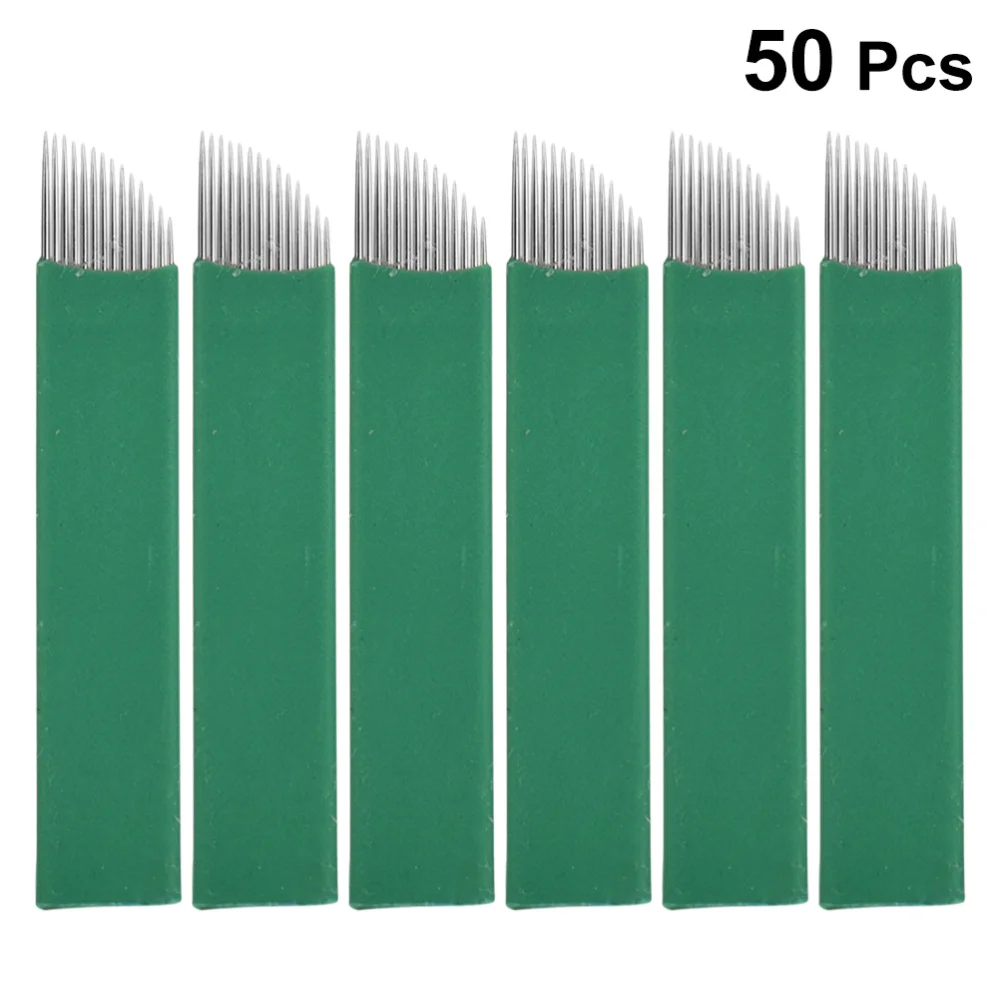 

50pcs Blades 14 Needle Permanente Make-up Blades Microblading Pen (Blue)