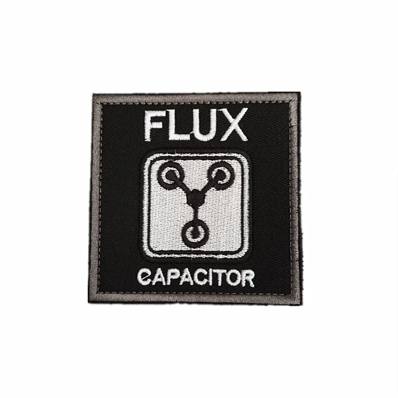 FLUX CAPACITOR BACK TO FUTURE TEE Embroidery Patches Tactical Badge For Clothes Backpack Vest Stickers DIY Applique images - 6