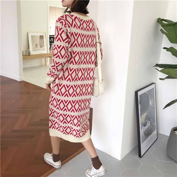 Colorfaith новинка 2019 Осень зима женские платья свободные модные вязаные теплые
