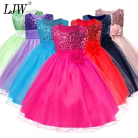 3 14yrs hot selling baby girls flower sequins dress high quality party princess dress children kids clothes 9colors