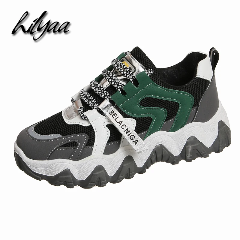 

Женские кроссовки на платформе, из искусственной кожи, на толстой вулканизированной подошве, весна-осень