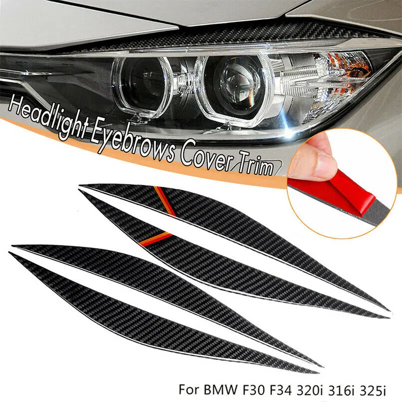 

Carbon Fiber Headlight Eyebrow Eyelid Cover Trim For BMW F30 F34 3 Series