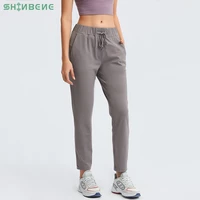 shinbene cozy waist drawstring loose fit workout sport joggers women leisure stretch running fitness yoga joggers sweatpants