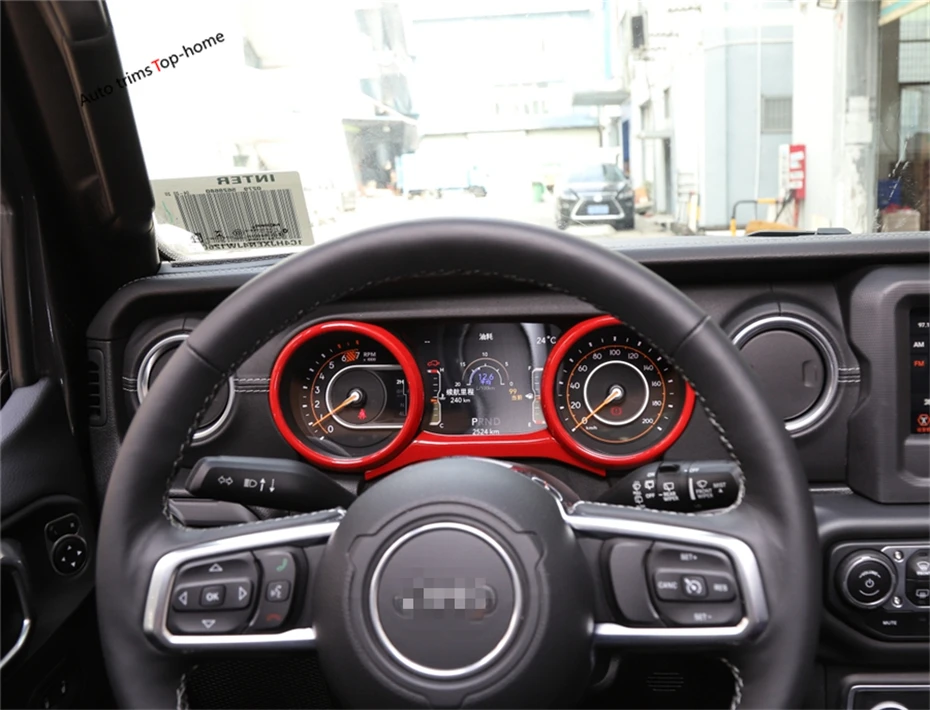 Yimaautotrims приборной панели инструмент полосы экрана кольцо крышки Накладка для Jeep Wrangler JL красный углеродное волокно вид интерьера