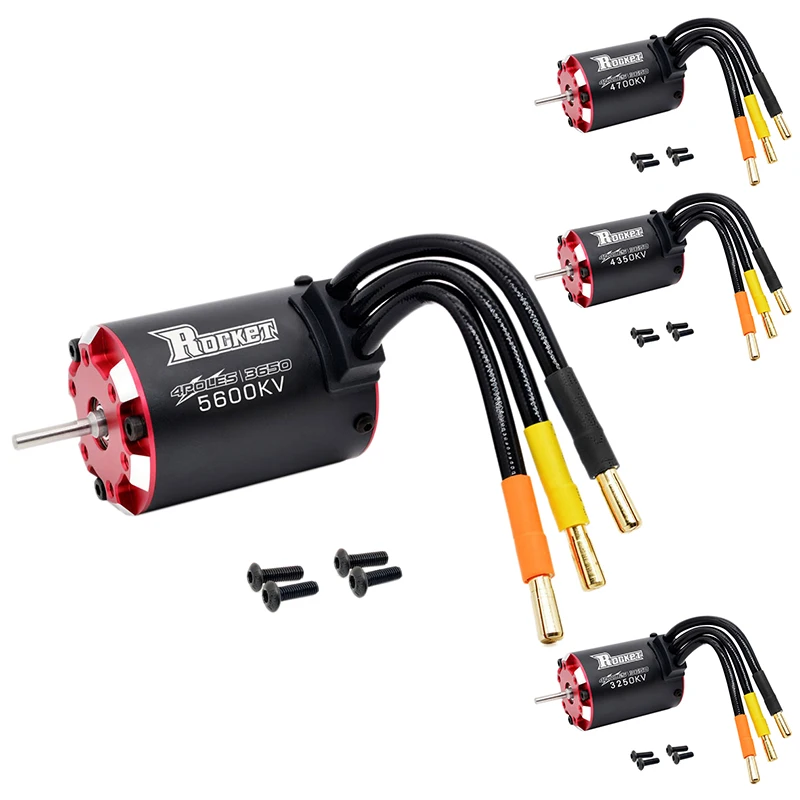 

ROCKET V2 Supersonic 3650 4 Poles&Built -In Temperature Sensor& Sensor Port Waterproof Brushless Motor For 1/10 RC Car