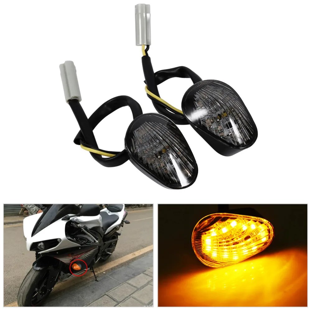

2 PCS Motorcycle LED Turn Signal Light Waterproof Amber Led Indicator Blinker Flash Bike Lamp For Yamaha YZF R1 R6 R6S Universal