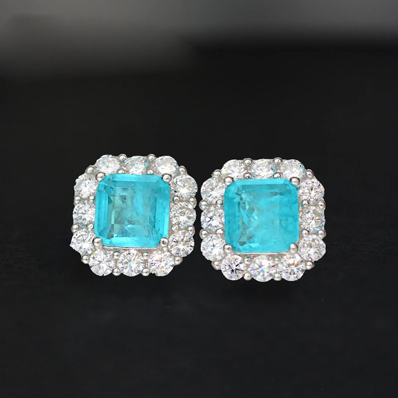 

Женские серьги-гвоздики из серебра 100% пробы, с турмалином