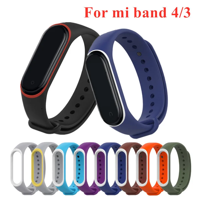 Mi Band 4 3 Strap Silicone Wrist Strap For Xiaomi Mi Band 3 4 Accessories Bracelet Miband 3 4 Replacement Dual Color Straps