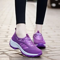 ladies platform wedge sneakers for women tennis shoes breathable mesh outdoor sport shoes slip on shoes