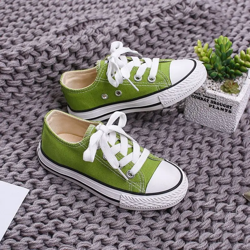 

Children's Canvas Shoes Boys and Girls Low-cut Cloth Shoes Babys Lace-up Casual Sneakers