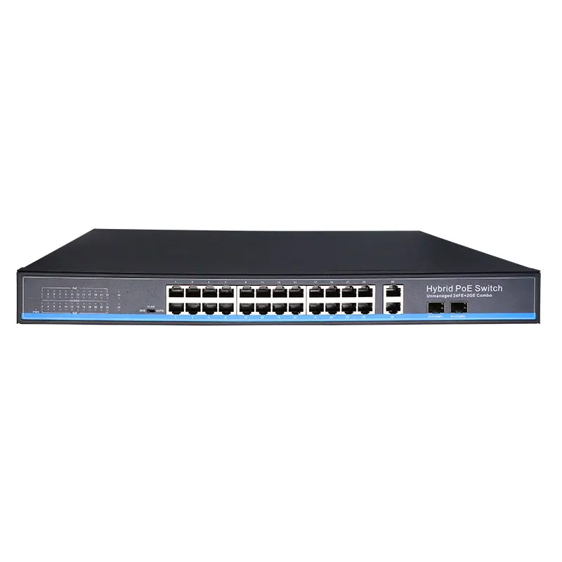 24 Порты и разъёмы 10/100 Мбит/с PoE Коммутатор Ethernet sup Порты и разъёмы IEEE802.3af/at с 2 Порты и разъёмы 1000 м для программирования в производственных условиях комбинированный коммутатор питания через Ethernet poe 48V RJ45 - Цвет: WSP-24F-2GC
