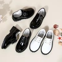 2021 new spring and autumn boys leather shoes soft sole show black british style childrens all match shoes kids dress shoes