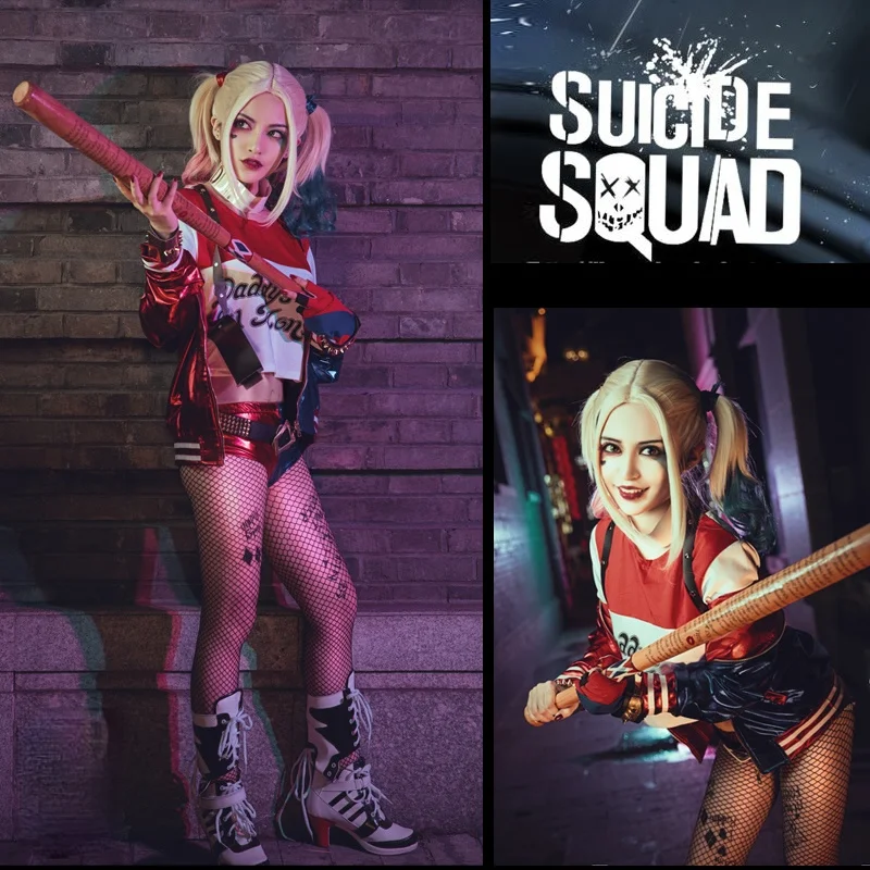 Костюмы для косплея самоубийц костюм Харли из отряда Квинна с вышивкой пальто