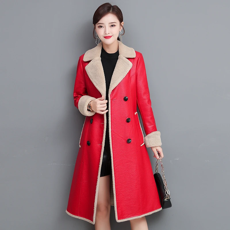 Модная зимняя женская куртка из искусственного меха женское кожаное пальто с
