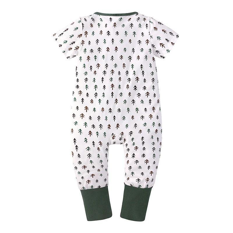 Детский хлопковый комбинезон с коротким рукавом мультяшным принтом листьев |