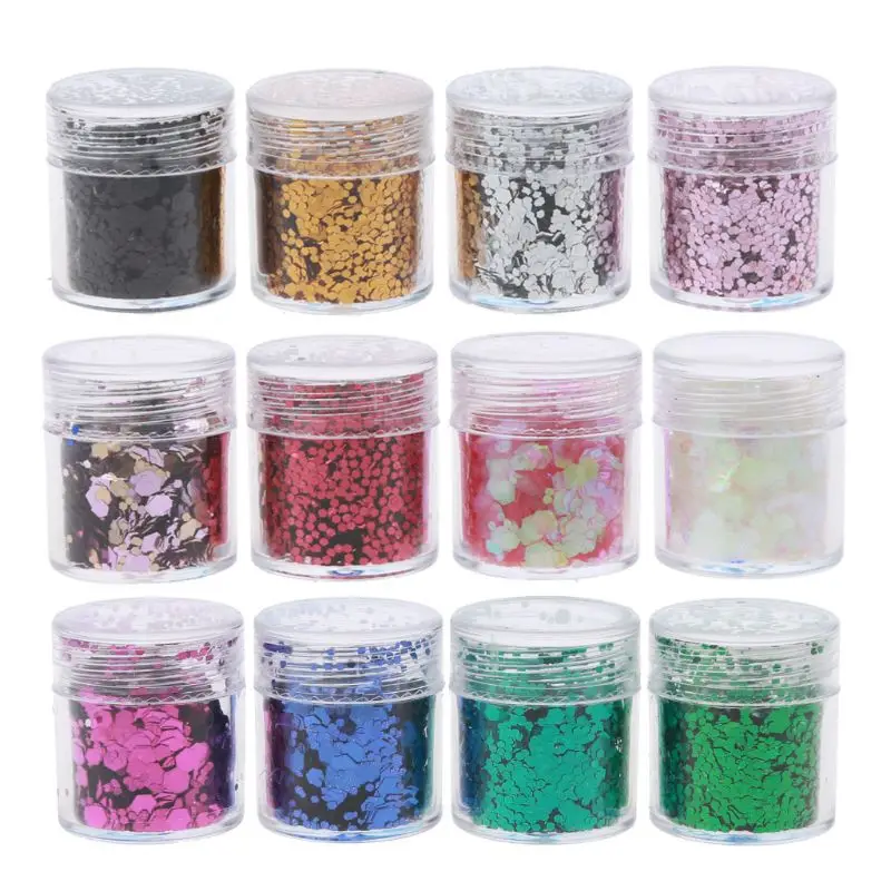 

12 Colors Mixed Holographic Makeup Chunky Glitter Face Body Eye Hair Nail Epoxy Resin Festival Chunky Hexagons Glitters