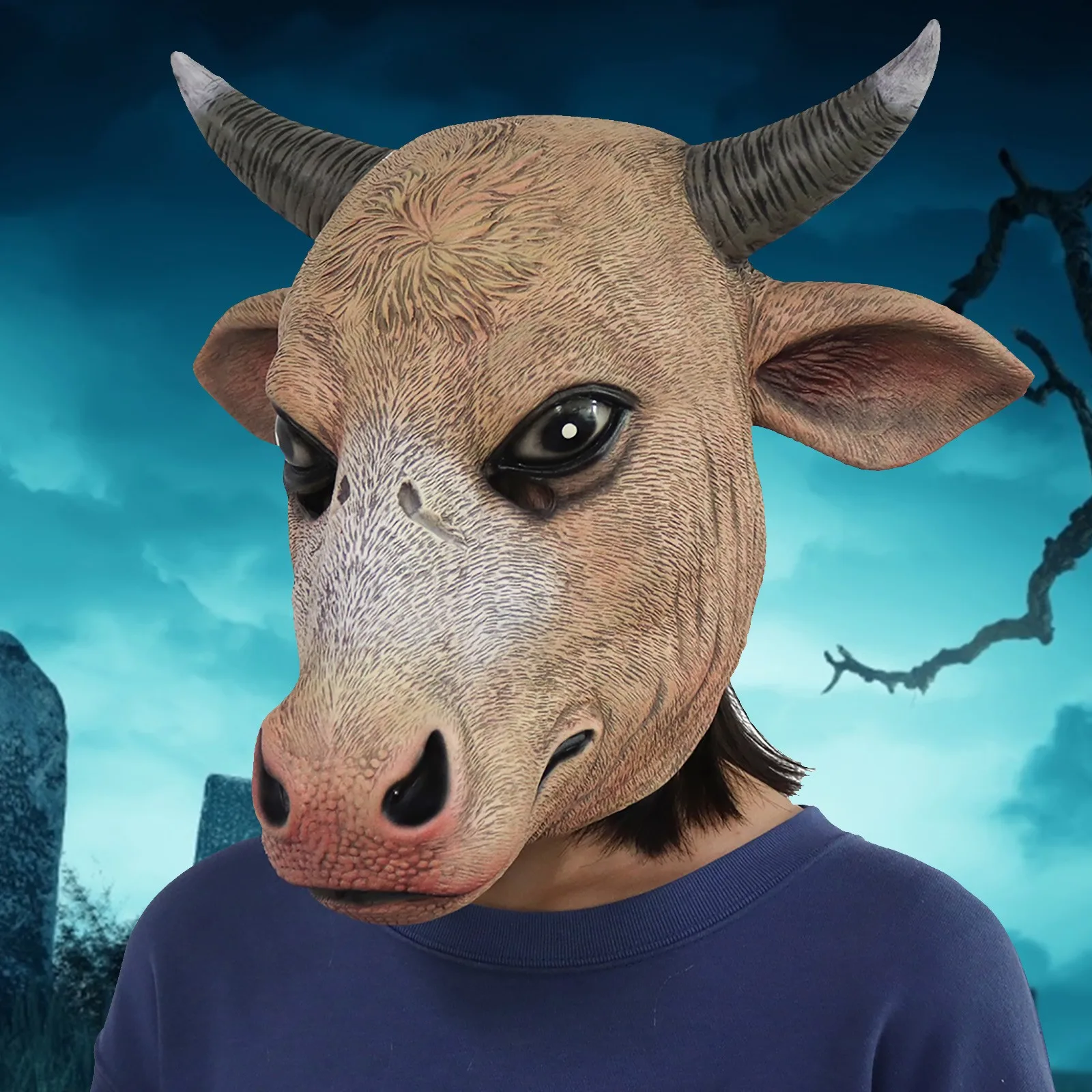 

Маска для головы быка, маска на спину, страшная ужасная маска, маска для создания атмосферы, аксессуары для Хэллоуина, маскарада, маскарада