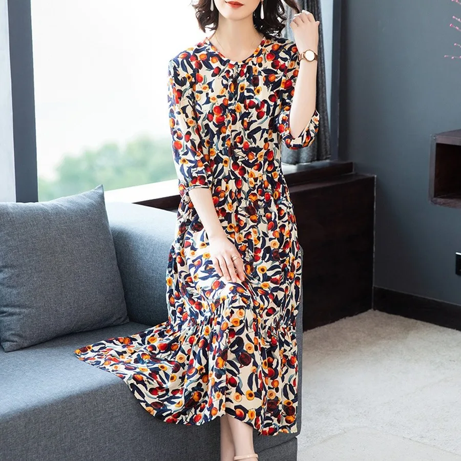 Женское шелковое платье макси с принтом Boho винтажное облегающее вечернее