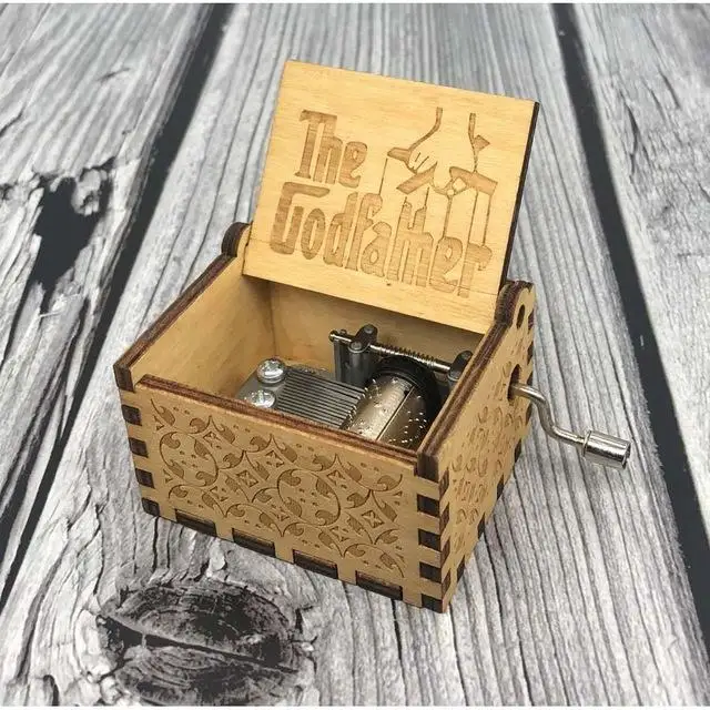The Godfather Деревянная музыкальная шкатулка Симпсоны, ручная Игра престолов, Звездные войны, Imagine John queen, музыкальная шкатулка, Рождественский подарок - Цвет: The Godfather