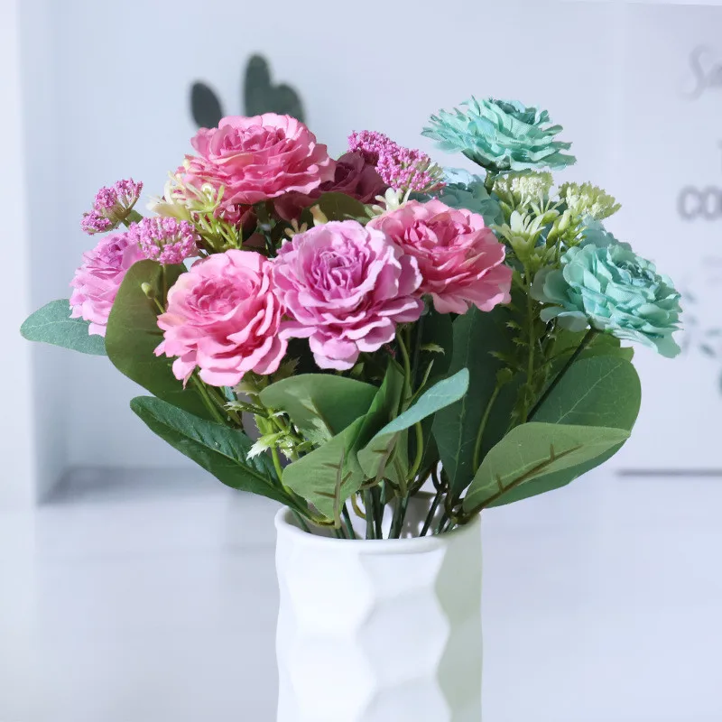 

7 heads Artificial Flowers Peony Big Bouquet Silk Fake Flowers DIY Home Wedding Garden Decoration Supplies Faux Flower Champagne