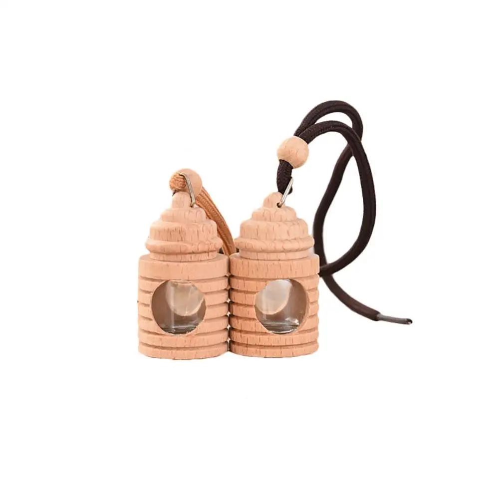 

Lovely Car Air Freshener Perfume Empty Wood Glass Bottle Hanging Decoration