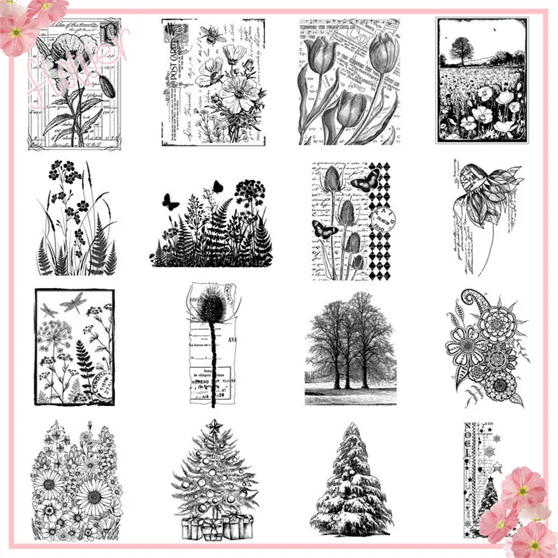 Новое поступление прозрачные штампы с цветами 2021 скрапбукинг бумага тюльпан