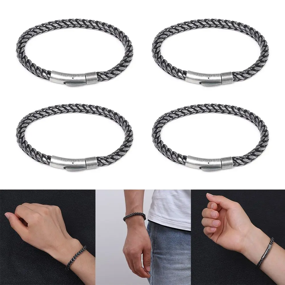 

Punk Men Gift Black Color Bracelet Stainless Steel Bangle Link Chain