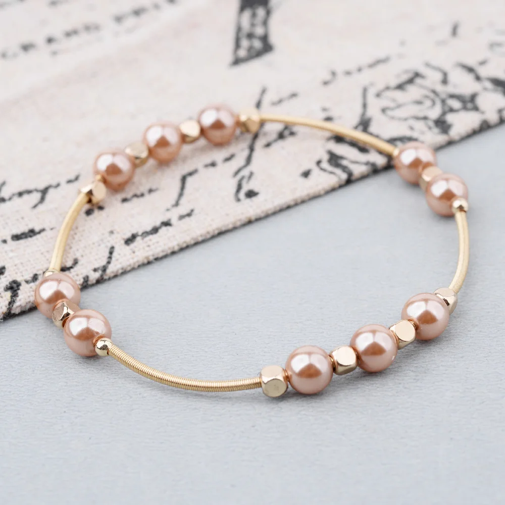 Новинка женские весенние браслеты BOJIU из стали золотого цвета белые коричневые с