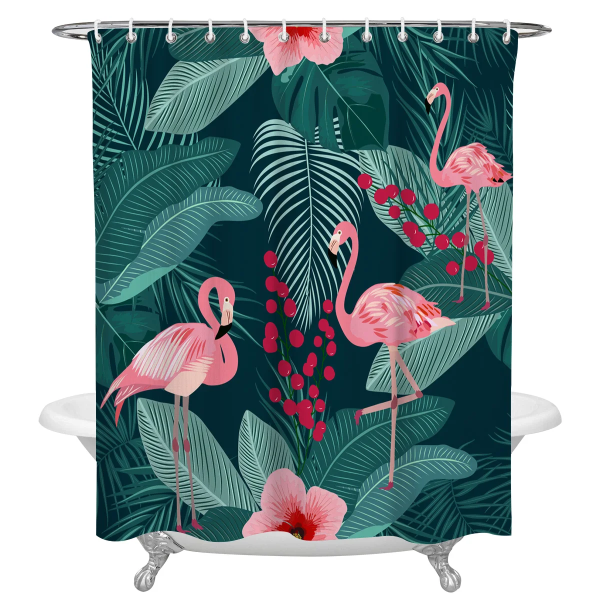 Цветочный принт фламинго занавески для душа водонепроницаемая ткань большие