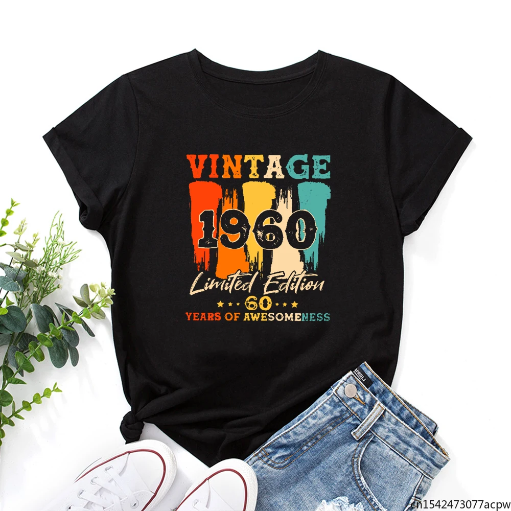 

Harajuku Letter Print Tops for Women Funny Vintage 1960 Graphic Tee Summer Short Sleeve Shirts Female Clothes