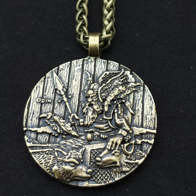 Волк и Ворон с подвеской Odin ожерелье викингов амулет талисман Jwelry для женщин