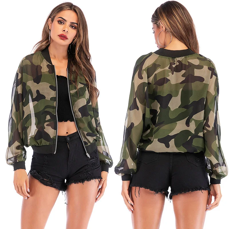

Jacket Women Thin Stand Collar Sunscreen Camouflage Versatile Jacket Coat Women's Autumn 2021 Fashion New